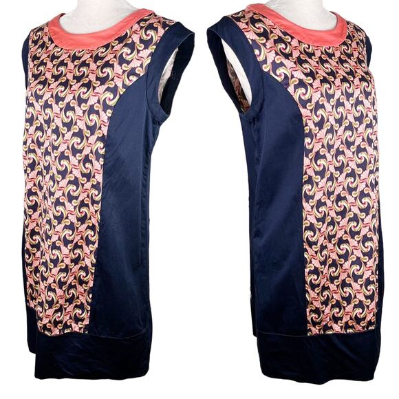 The Webster Miami Target Shift Dress 14 Sleeveless Lightweight Navy Coral - Picture 2 of 14